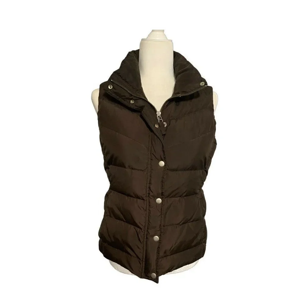 j crew womens solid brown puffer vest jacket Small Medium